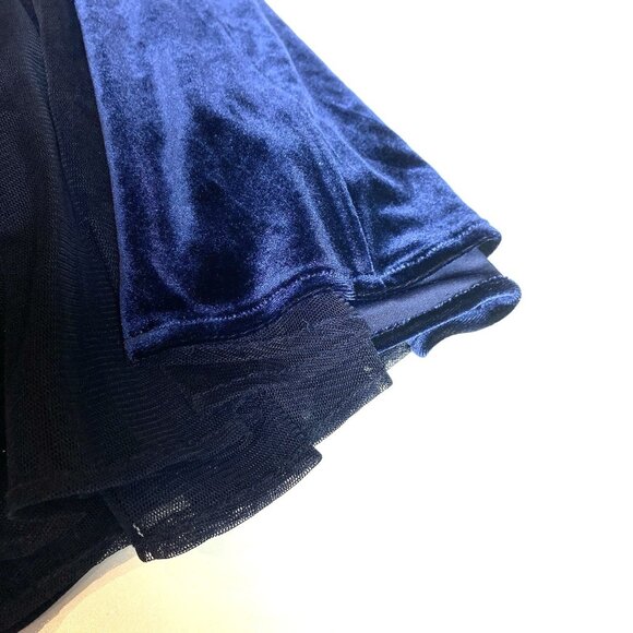 Coldwater Creek Dress Navy Blue Velvet Beaded Mesh Panel Hem Whimsigoth Sz 14P - Picture 13 of 13